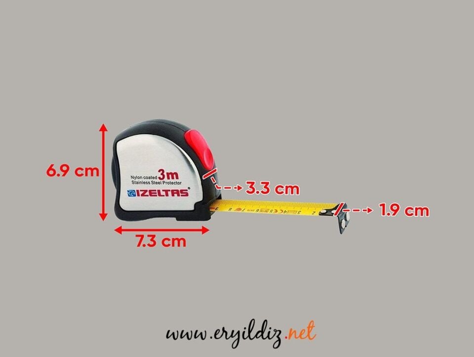 İzeltaş Şerit Metre Krom 3 Metre