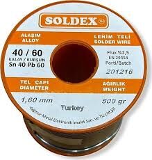 Lehim Teli Soldex 40/60 Sn40 Pb60 1,6 mm