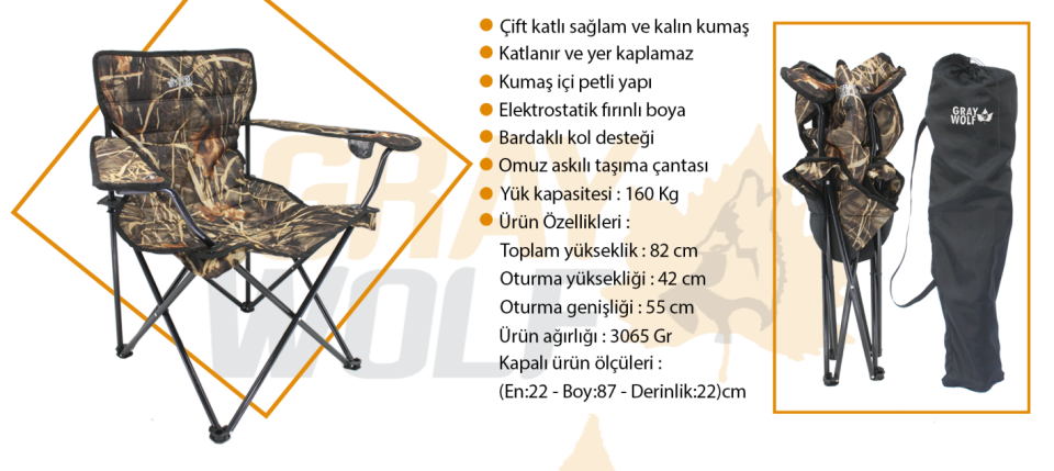 Kamp Sandalyesi 2'li-Gray Wolf