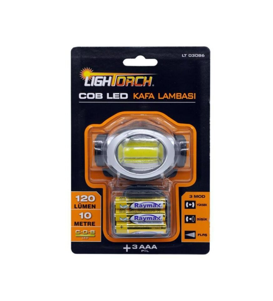 Lightorch LT03086 Cob Led Kafa Lambası Feneri 3 Modlu 120 Lümen