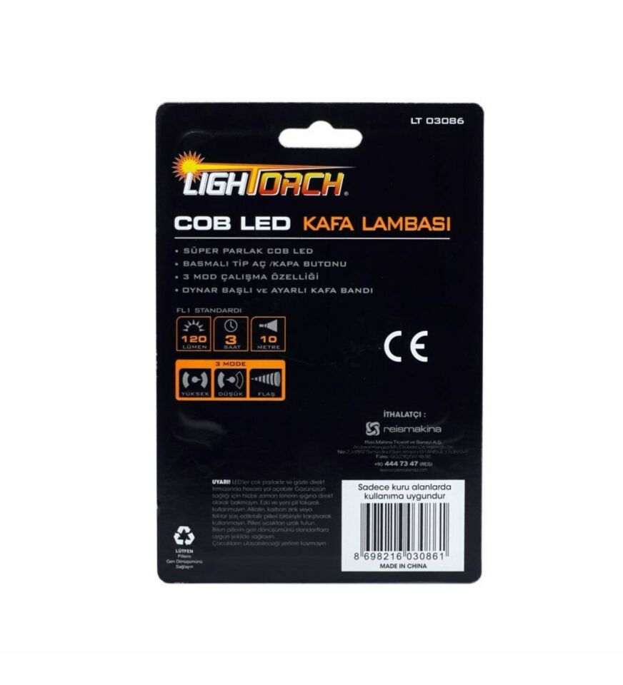 Lightorch LT03086 Cob Led Kafa Lambası Feneri 3 Modlu 120 Lümen