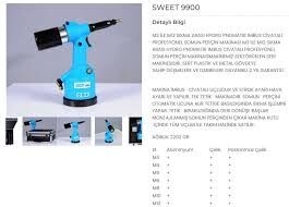 Sweet 9900 M3-12 Havali Somun Perçin Makinesi
